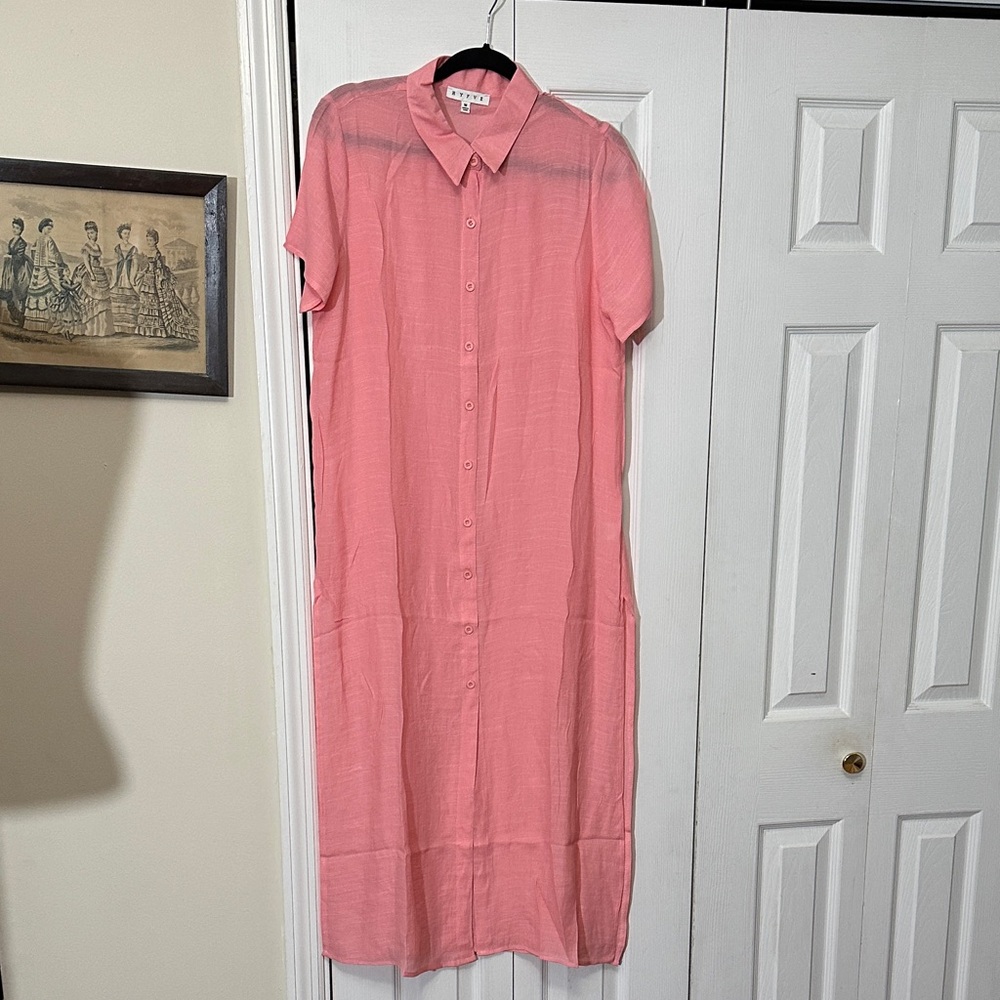 HYFVE Pink Button-Up Maxi Dress